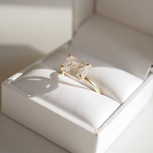 Solitaire East West-Emerald Lab Grown Diamond Engagement Ring - Solitaire-Oval Lab Grown Diamond Engagement Ring
