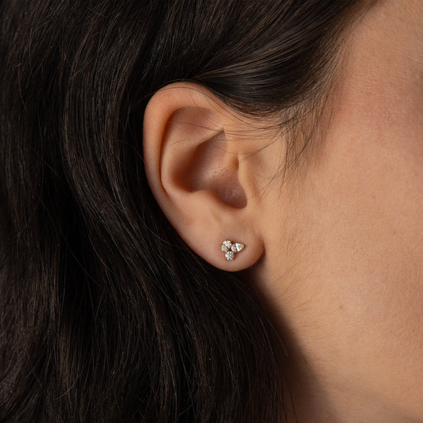 Three Stone- 0.55 CT Oval, Round & Pear Lab Grown Diamond Stud Earrings - Solitaire- 1.0CT Oval Lab Grown Diamond Earrings