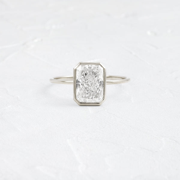 Solitaire Bezel with Hidden Stone-Radiant Lab Grown Diamond Engagement Ring - Solitaire-Oval Lab Grown Diamond Engagement Ring