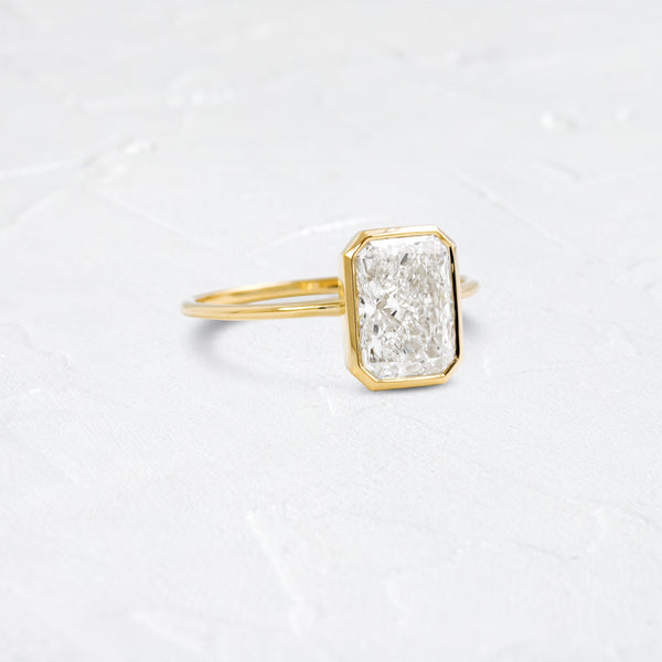 Solitaire Bezel with Hidden Stone-Radiant Lab Grown Diamond Engagement Ring - Solitaire-Oval Lab Grown Diamond Engagement Ring