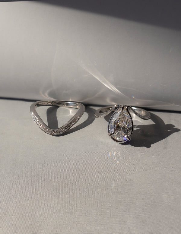 Solitaire Tear Drop Shank-Pear Lab Grown Diamond Engagement Ring - Solitaire-Oval Lab Grown Diamond Engagement Ring