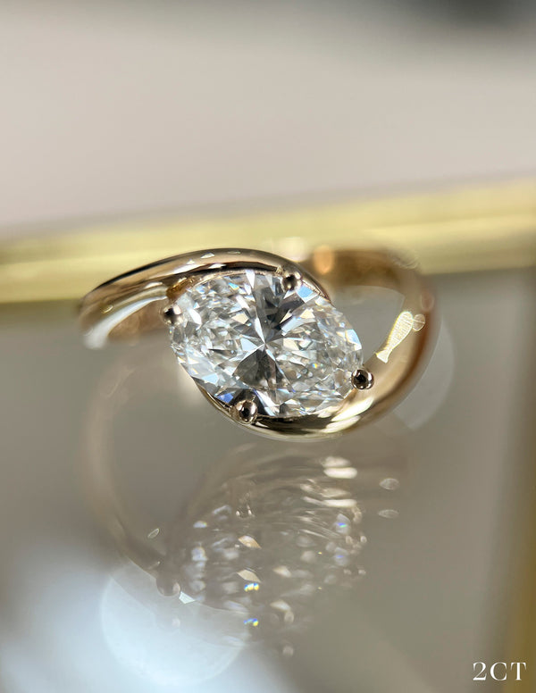 East West Solitaire Rapture-Oval Lab Grown Diamond Engagement Ring - Solitaire-Oval Lab Grown Diamond Engagement Ring