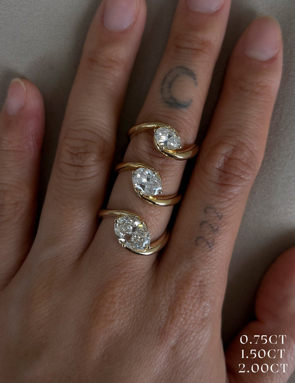 East West Solitaire Rapture-Oval Lab Grown Diamond Engagement Ring - Solitaire-Oval Lab Grown Diamond Engagement Ring