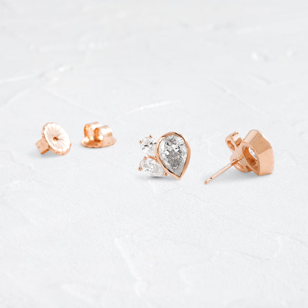 Cluster- 2.0 CT Pear Lab Grown Diamond Stud Earrings - Solitaire- 1.0CT Oval Lab Grown Diamond Earrings