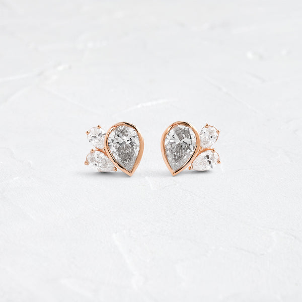 Cluster- 2.0 CT Pear Lab Grown Diamond Stud Earrings - Solitaire- 1.0CT Oval Lab Grown Diamond Earrings