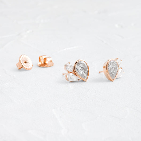 Cluster- 2.0 CT Pear Lab Grown Diamond Stud Earrings - Solitaire- 1.0CT Oval Lab Grown Diamond Earrings