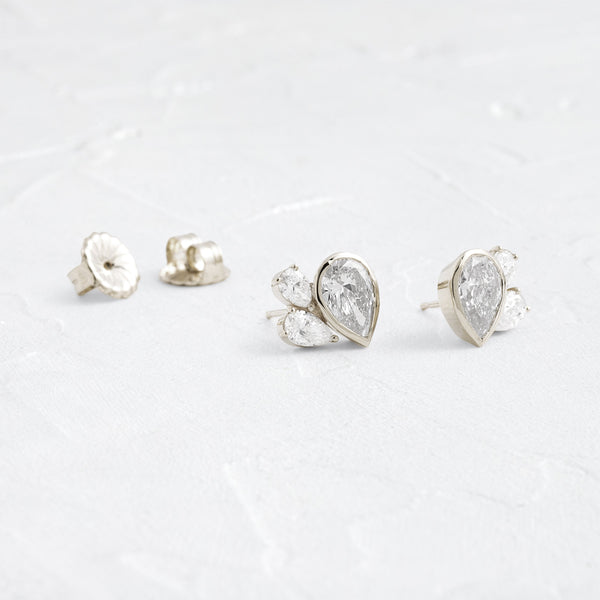 Cluster- 2.0 CT Pear Lab Grown Diamond Stud Earrings - Solitaire- 1.0CT Oval Lab Grown Diamond Earrings