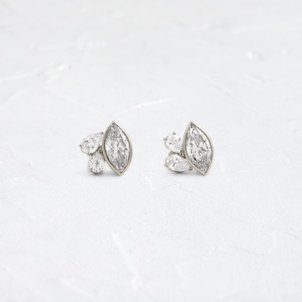 Three Stone- 2.0CT Marquise & Pear Lab Grown Diamond Stud Earrings - Solitaire- 1.0CT Oval Lab Grown Diamond Earrings