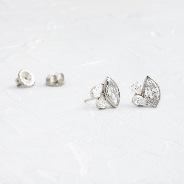 Three Stone- 2.0CT Marquise & Pear Lab Grown Diamond Stud Earrings - Solitaire- 1.0CT Oval Lab Grown Diamond Earrings