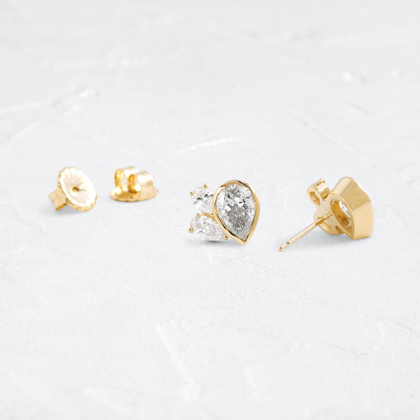 Cluster- 2.0 CT Pear Lab Grown Diamond Stud Earrings - Solitaire- 1.0CT Oval Lab Grown Diamond Earrings