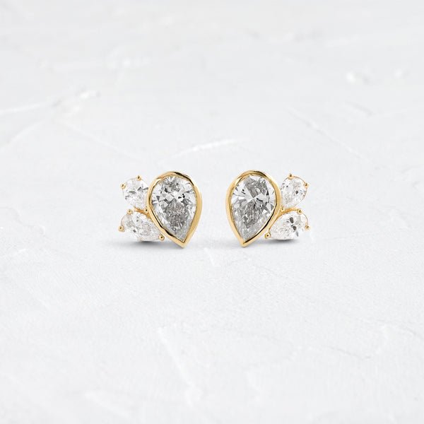 Cluster- 2.0 CT Pear Lab Grown Diamond Stud Earrings - Solitaire- 1.0CT Oval Lab Grown Diamond Earrings