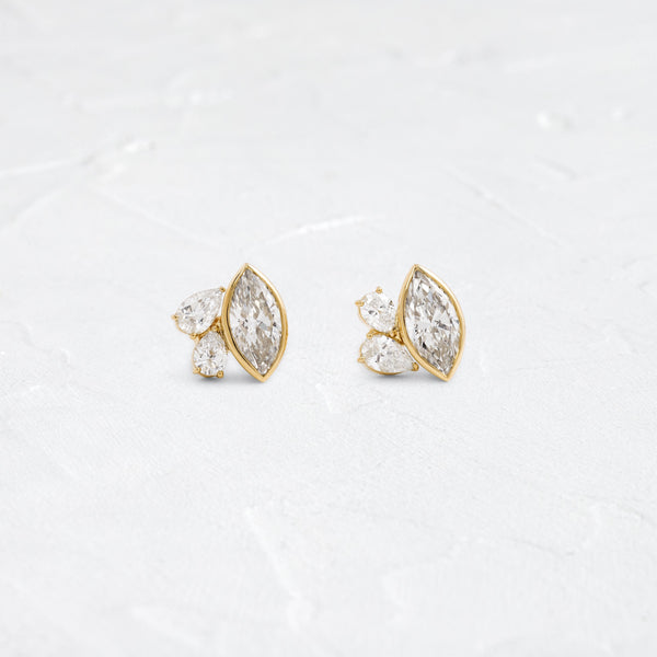 Three Stone- 2.0CT Marquise & Pear Lab Grown Diamond Stud Earrings - Solitaire- 1.0CT Oval Lab Grown Diamond Earrings