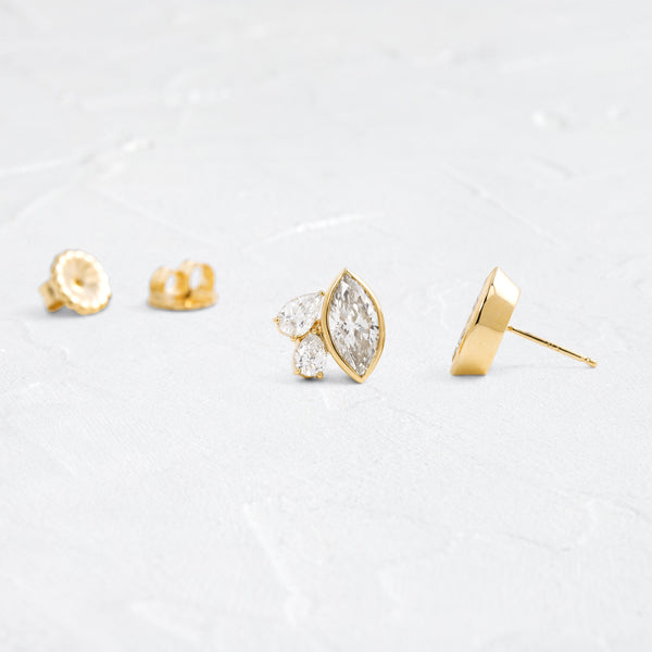 Three Stone- 2.0CT Marquise & Pear Lab Grown Diamond Stud Earrings - Solitaire- 1.0CT Oval Lab Grown Diamond Earrings