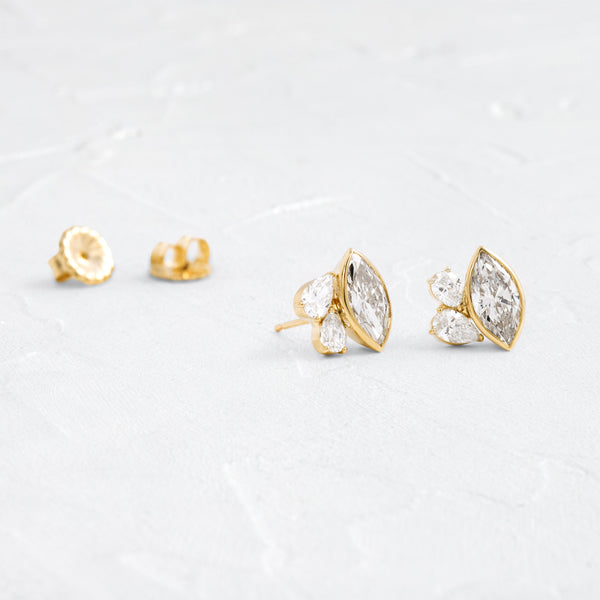 Three Stone- 2.0CT Marquise & Pear Lab Grown Diamond Stud Earrings - Solitaire- 1.0CT Oval Lab Grown Diamond Earrings