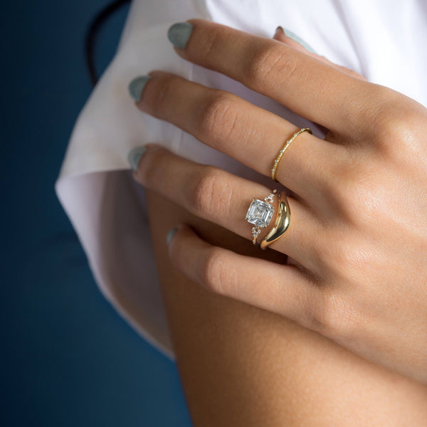 Cluster Style-Asscher Lab Grown Diamond Engagement Ring - Solitaire-Oval Lab Grown Diamond Engagement Ring