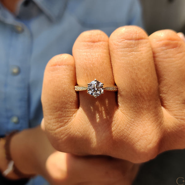 1.0 CT Round Tapered Pave Style Lab Grown Diamond Engagement Ring - 10 46c35a50 27f0 4cff be7c 5d1718bd154e