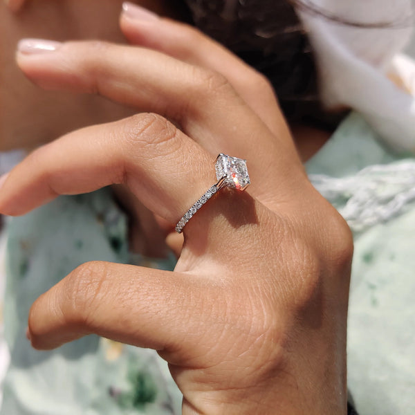 1.50 CT Asscher Hidden Halo & Pave Style Lab Grown Diamond Engagement Ring - 10copy d5294968 b9de 4bc4 9cff cc72a554b40c