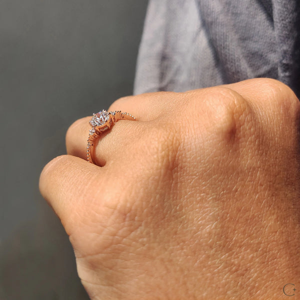 0.80 CT Round Three Stone & Dainty Style Lab Grown Diamond Engagement Ring - 10copycopy f905b285 484c 4a3b 8c8b b281defd885a