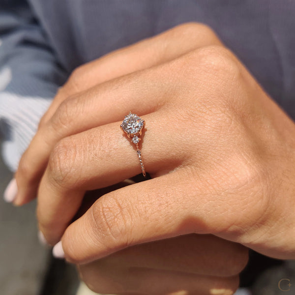 0.80 CT Round Three Stone & Dainty Style Lab Grown Diamond Engagement Ring - 11copy a28bd8fe 142a 4012 bb89 055c95c6e3aa