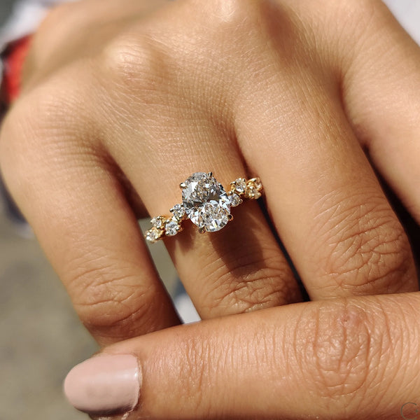 1.50 CT Oval Cluster Style Lab Grown Diamond Engagement Ring - 11copy c722601e 99ff 4243 9caa 4a22d306a94e