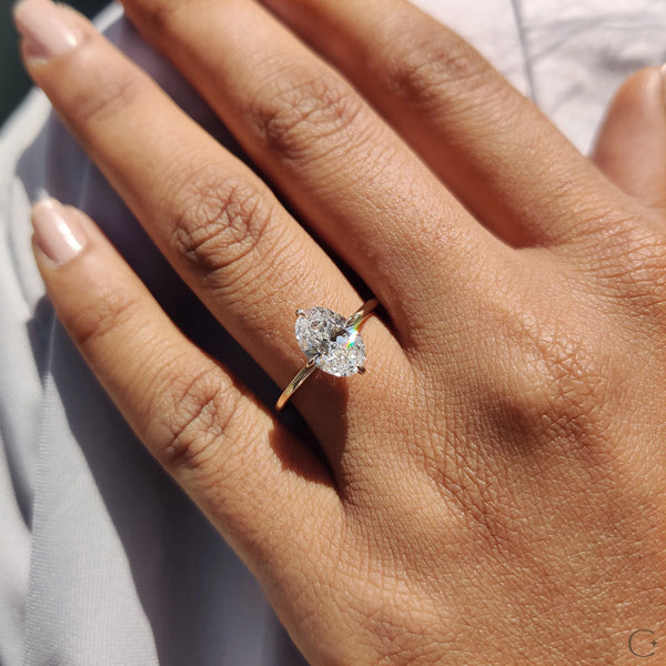 1.50 CT Oval Solitaire & Compass Prong Style Lab Grown Diamond Engagement Ring - 11copyc
