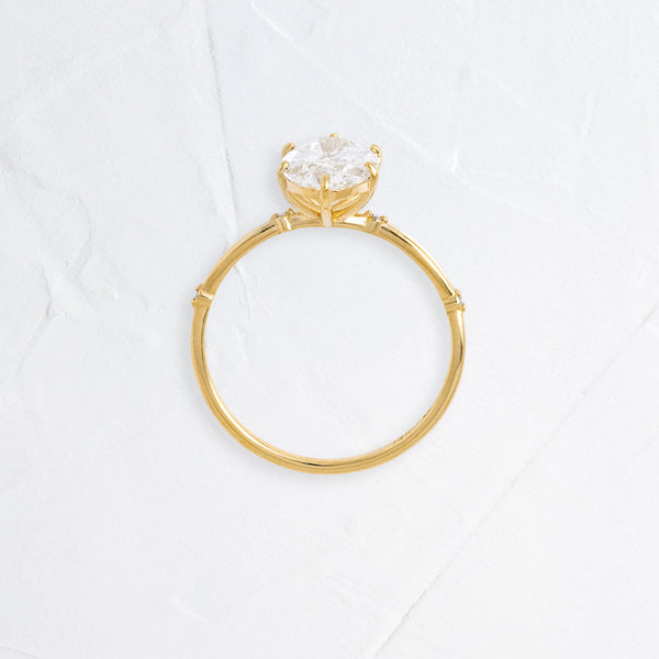 Criss Cross Dainty Pave-Oval Lab Grown Diamond Engagement Ring - Solitaire-Oval Lab Grown Diamond Engagement Ring
