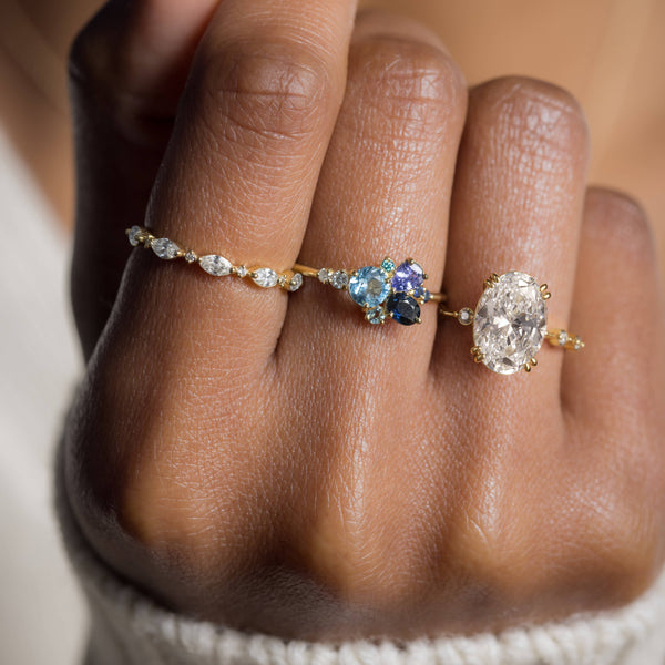 Double Prong Pave-Oval Lab Grown Diamond Engagement Ring - Solitaire-Oval Lab Grown Diamond Engagement Ring