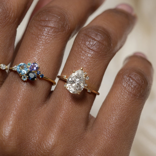 Cluster-Pear Lab Grown Diamond Engagement Ring - Solitaire-Oval Lab Grown Diamond Engagement Ring