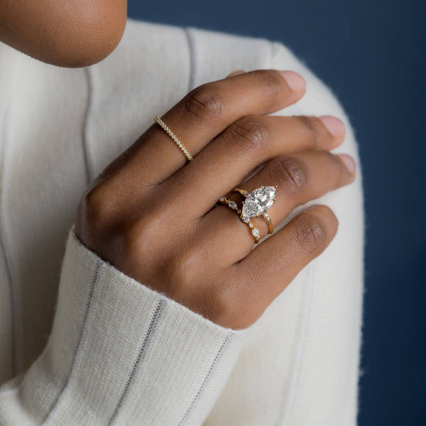Criss Cross-Marquise Lab Grown Diamond Engagement Ring - Solitaire-Oval Lab Grown Diamond Engagement Ring