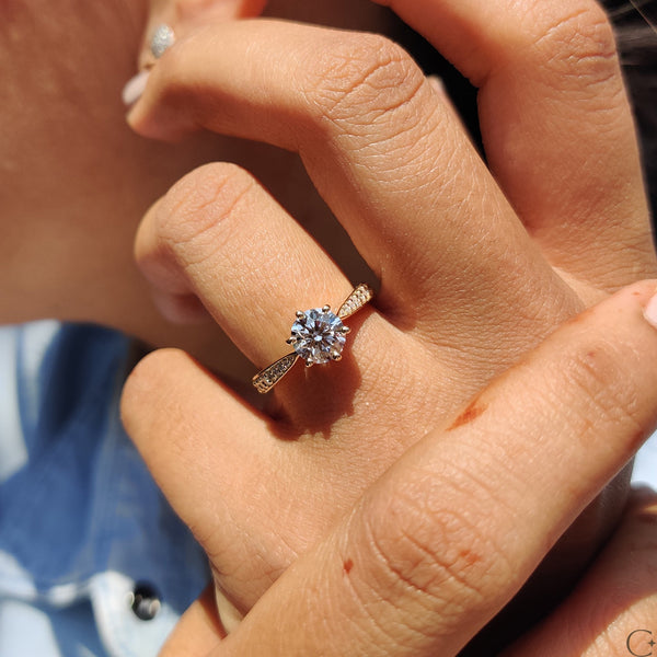1.0 CT Round Tapered Pave Style Lab Grown Diamond Engagement Ring - 12 329b8b12 841b 469f 9c09 fa1fd24aaf5e