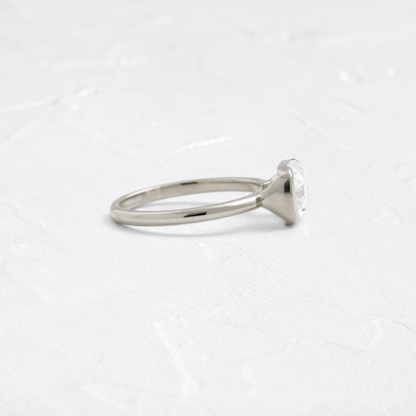 Half Bezel & East West-Elongated Cushion Lab Grown Diamond Engagement Ring - Solitaire-Oval Lab Grown Diamond Engagement Ring
