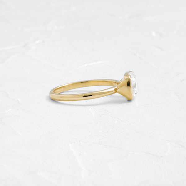 Half Bezel & East West-Elongated Cushion Lab Grown Diamond Engagement Ring - Solitaire-Oval Lab Grown Diamond Engagement Ring