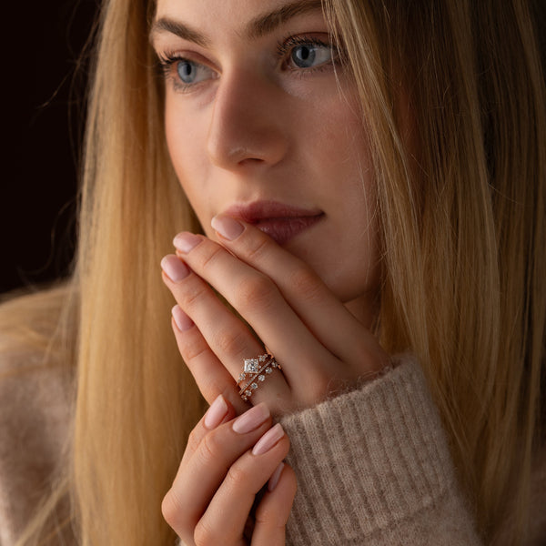 Cluster & Compass Set-Princess Lab Grown Diamond Engagement Ring - Solitaire-Oval Lab Grown Diamond Engagement Ring