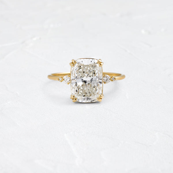 Cluster & Double Prong-Elongated Cushion Lab Grown Diamond Engagement Ring - Solitaire-Oval Lab Grown Diamond Engagement Ring