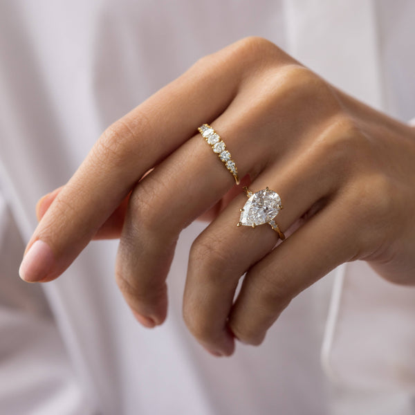 Criss Cross-Pear Lab Grown Diamond Engagement Ring - Solitaire-Oval Lab Grown Diamond Engagement Ring