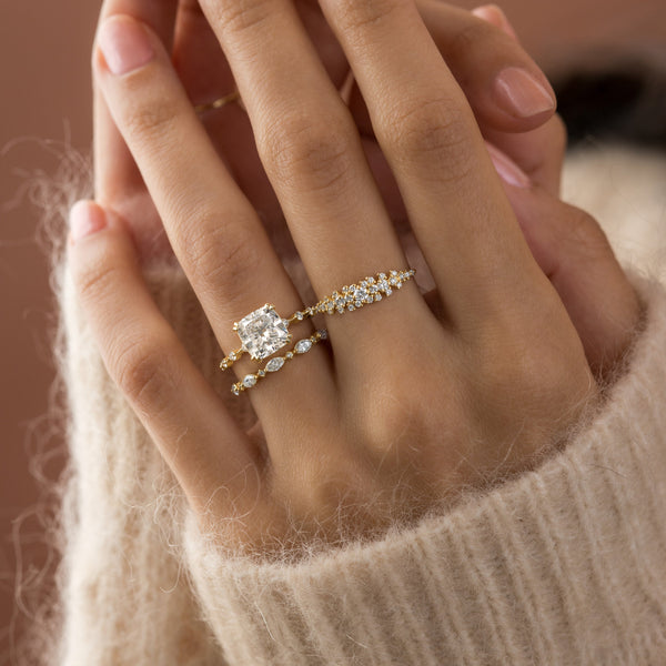 Pave-Cushion Lab Grown Diamond Engagement Ring - Solitaire-Oval Lab Grown Diamond Engagement Ring