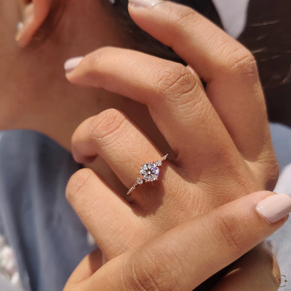 0.80 CT Round Three Stone & Dainty Style Lab Grown Diamond Engagement Ring - 13copy 84e0c719 e6c6 45be 8788 be920c37b8f4