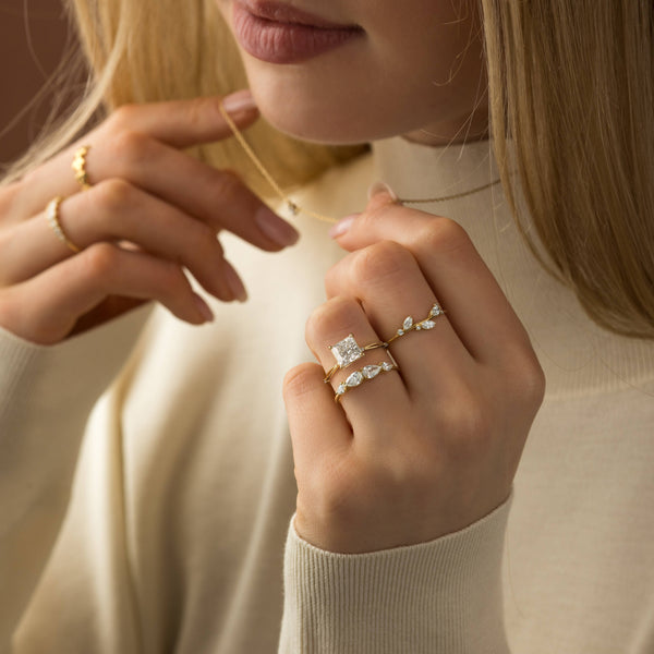 Criss Cross-Princess Lab Grown Diamond Engagement Ring - Solitaire-Oval Lab Grown Diamond Engagement Ring
