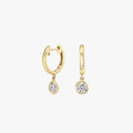 Solitaire Bezel- 0.10 CT Round Moissanite Hoop Earrings