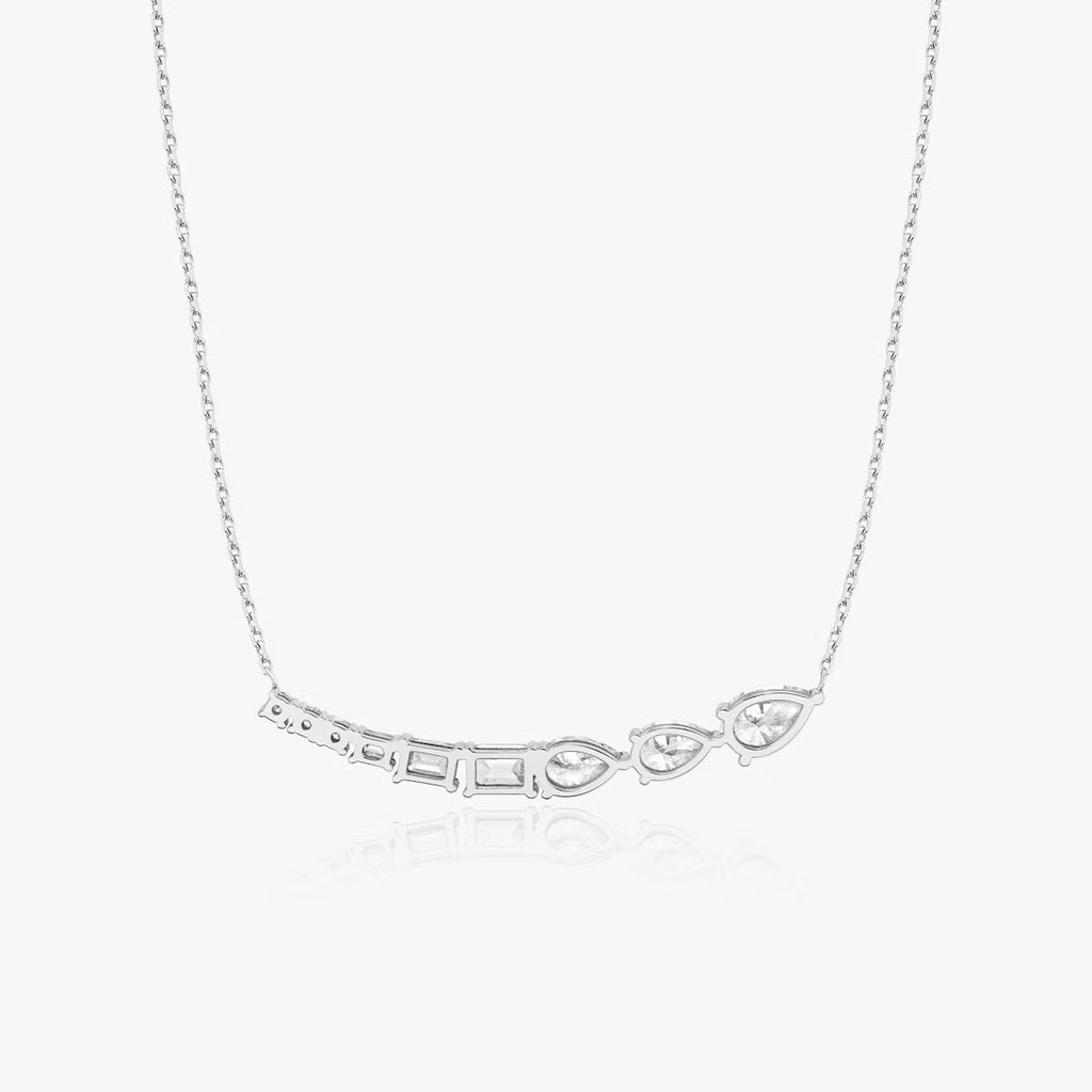 Cluster- 2.71 CT Round & Pear & Emerald Moissanite Necklace