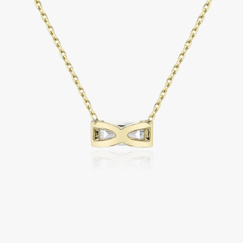 East West Solitaire Half Bezel- 0.25 CT Baguette Moissanite Necklace
