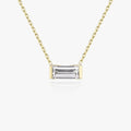 East West Solitaire Half Bezel- 0.25 CT Baguette Moissanite Necklace