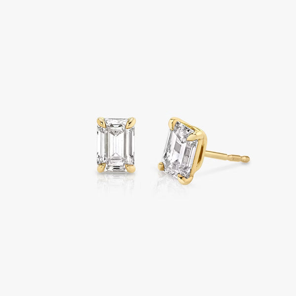 Solitaire- 0.50 CT Emerald Moissanite Stud Earrings - Solitaire- 0.50 CT Emerald Moissanite Stud Earrings