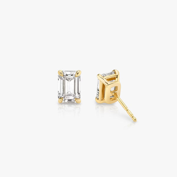 Solitaire- 0.50 CT Emerald Moissanite Stud Earrings - Solitaire- 0.50 CT Emerald Moissanite Stud Earrings