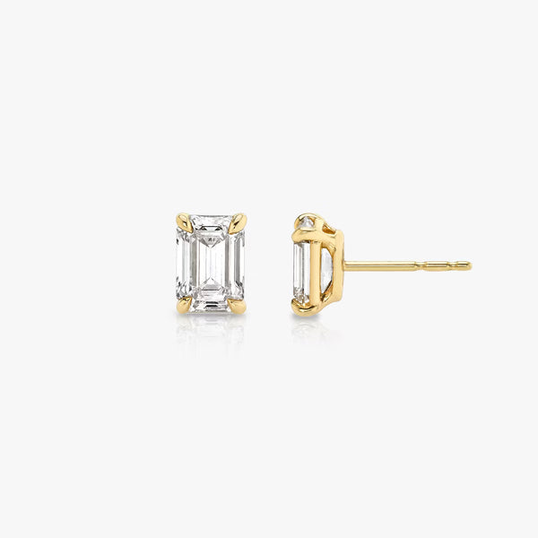 Solitaire- 0.50 CT Emerald Moissanite Stud Earrings - Solitaire- 0.50 CT Emerald Moissanite Stud Earrings