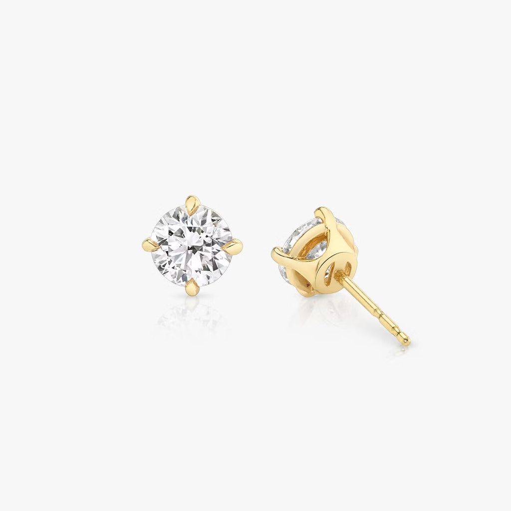 Solitaire Compass Prong- 0.5 CT Round Moissanite Stud Earrings