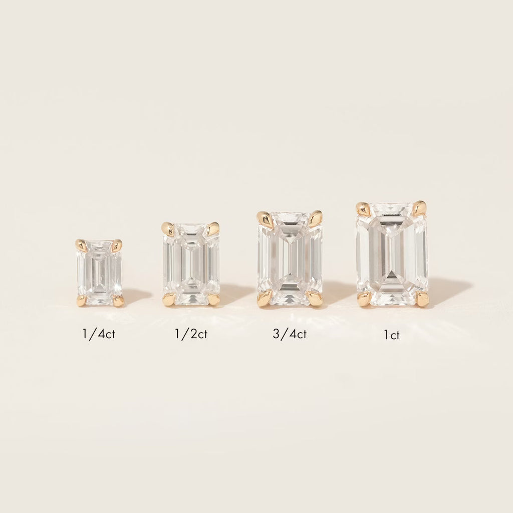 Solitaire- 0.50 CT Emerald Moissanite Stud Earrings