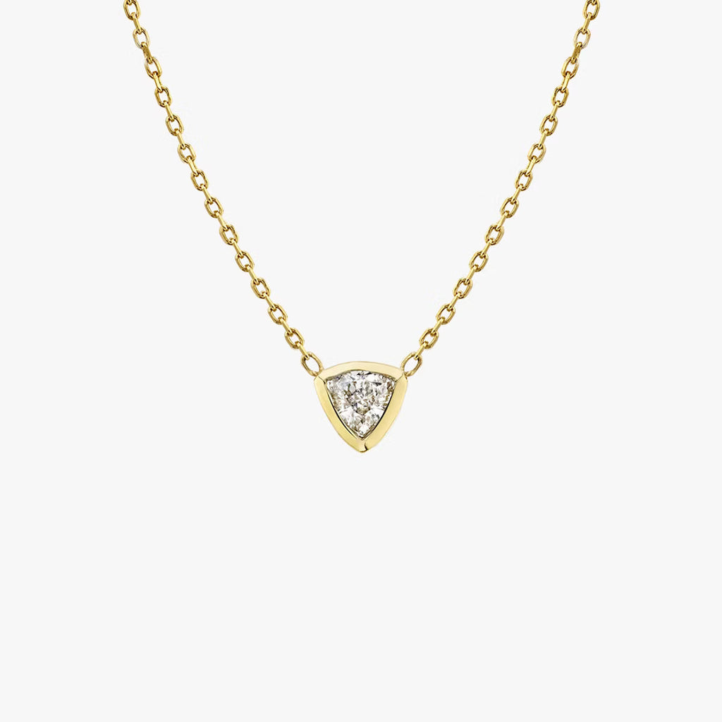 Solitaire Bezel- 0.10 CT Trillion Moissanite Necklace