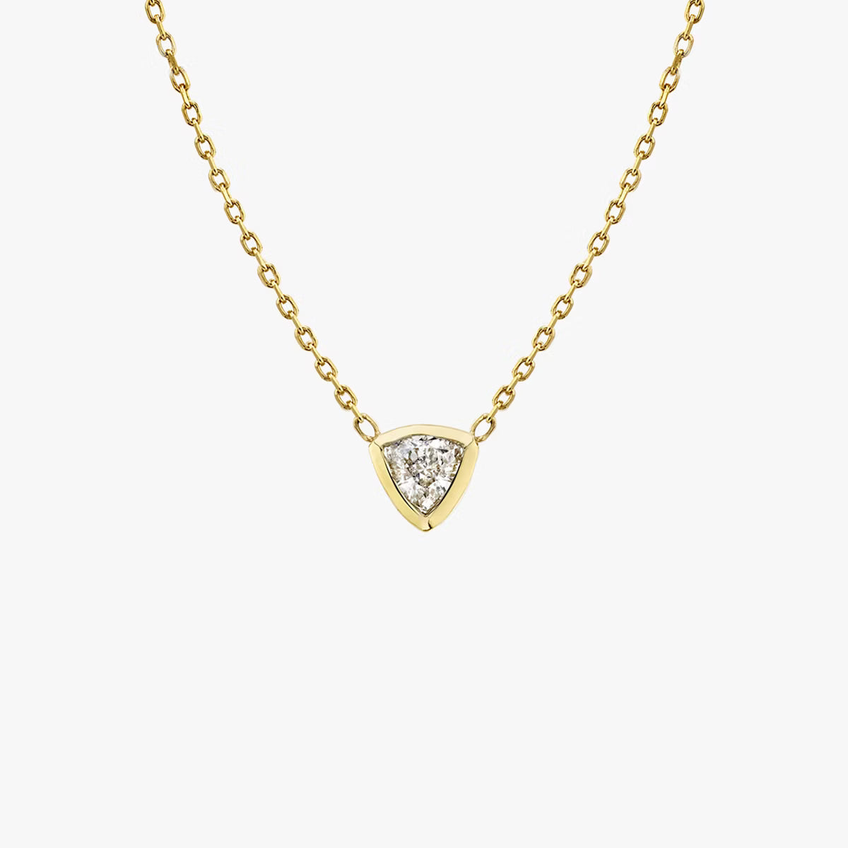 Solitaire Bezel- 0.10 CT Trillion Moissanite Necklace