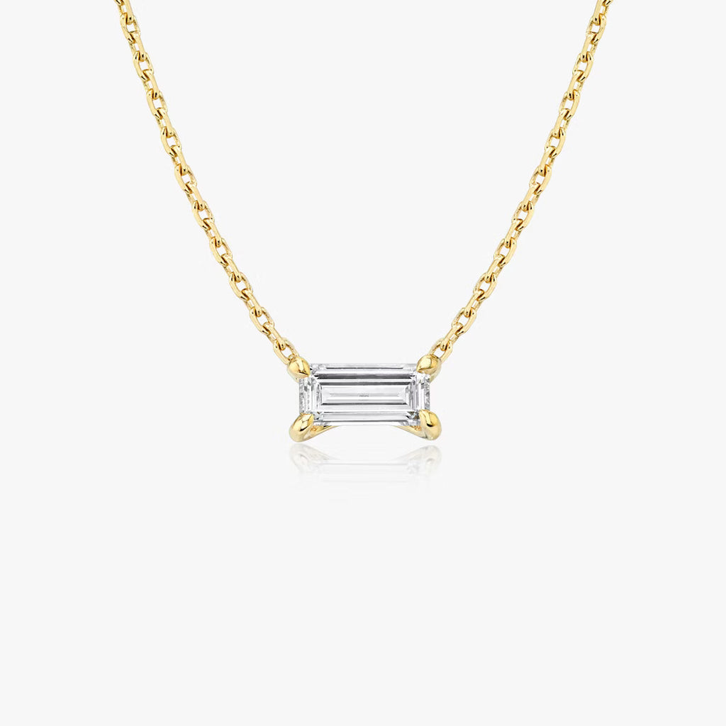 East West Solitaire- 0.25 CT Baguette Moissanite Necklace